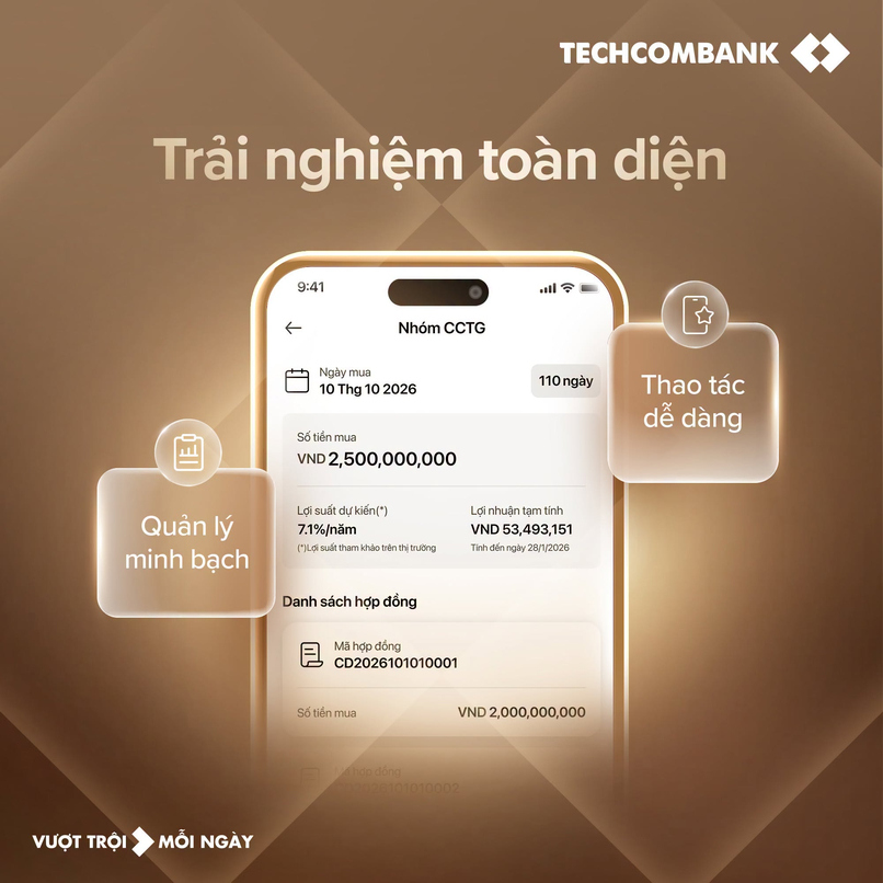 Truy cập Techcombank Mobile để khám phá ngay Chứng chỉ tiền gửi Bảo Lộc. 

