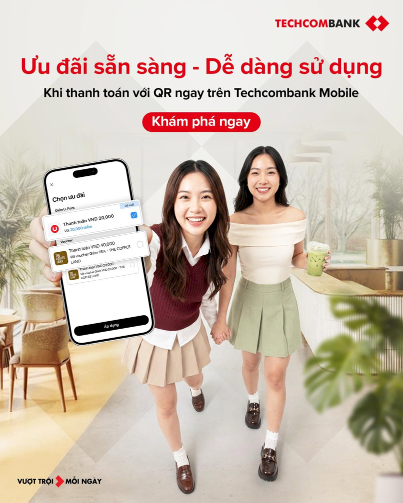 Dễ dàng sử dụng U Point khi quét mã thanh toán QR ngay trên Techcombank Mobile.