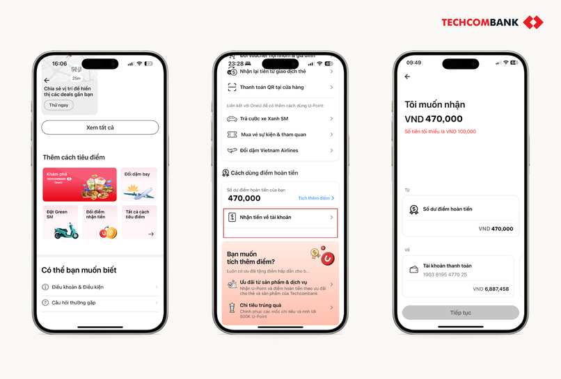 Nhận lại số tiền đã chi tiêu với Techcombank OneU.