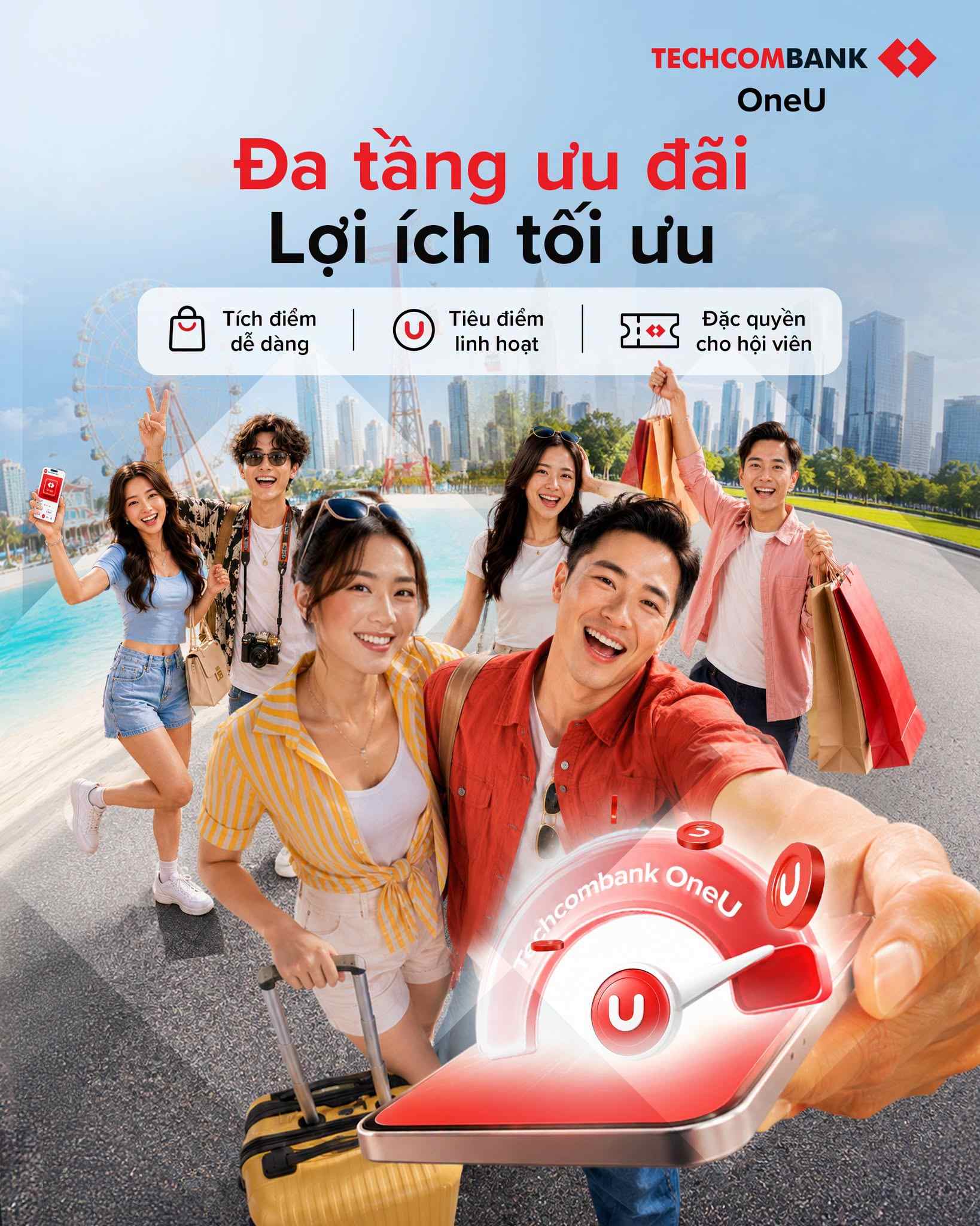 Techcombank OneU mang đến cơ hội tích lũy điểm thưởng U-point đa dạng, linh hoạt