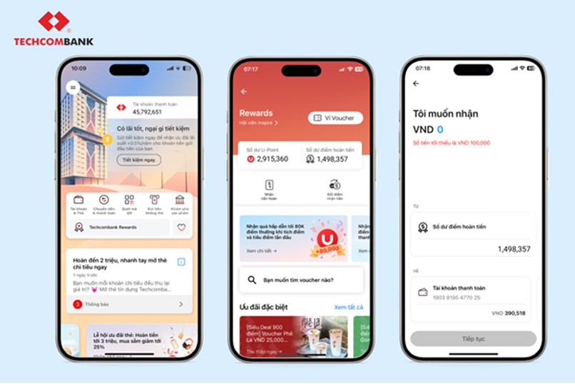 3 bước đổi điểm U-point lấy voucher mùa sắm cực đơn giản trên Techcombank Mobile
