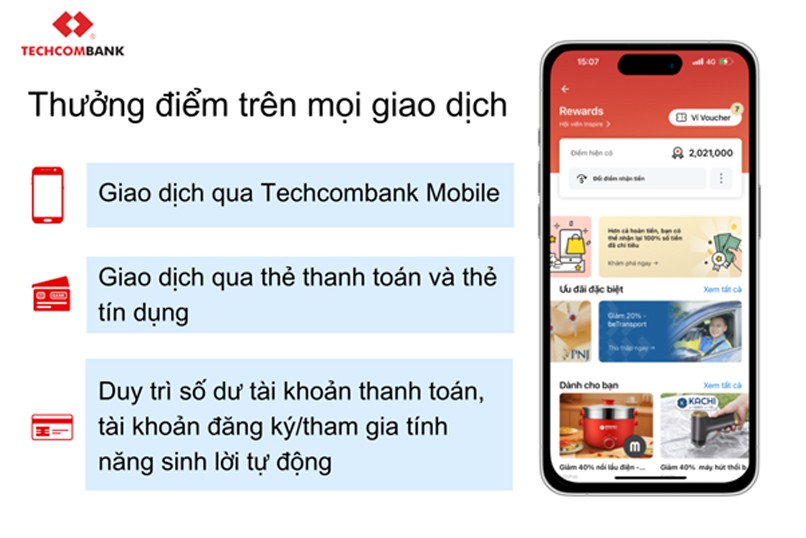 techcombank rewards cơ chế tích điểm