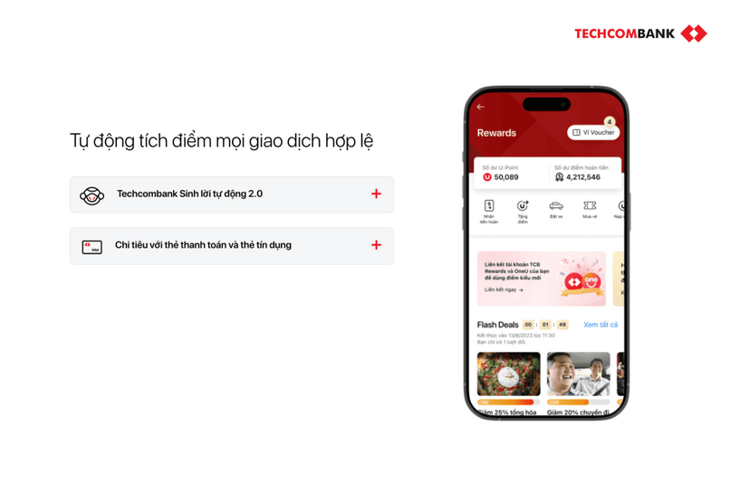 Các giao dịch nhận điểm thưởng Techcombank Reward.