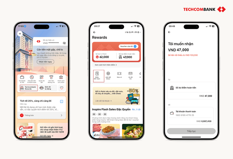 Hơn cả hoàn tiền, nhận lại 100 phần trăm số tiền đã chi tiêu với Techcombank Rewards.