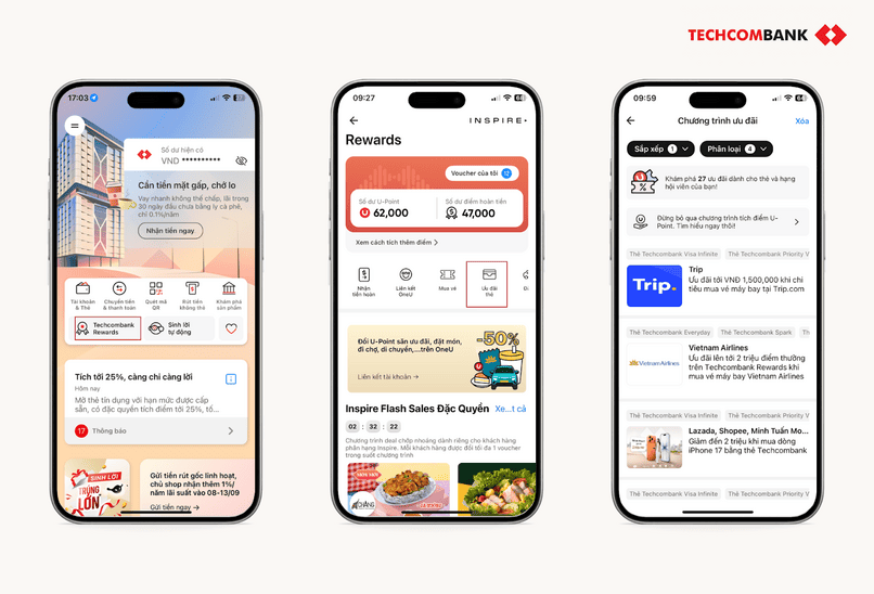 Khám phá ưu đãi thẻ với Techcombank Rewards.