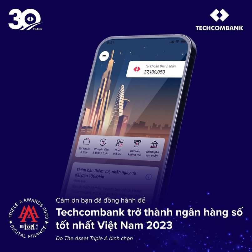 Techcombank vinh dự trở thành ngân hàng số tốt nhất Việt Nam 2023.