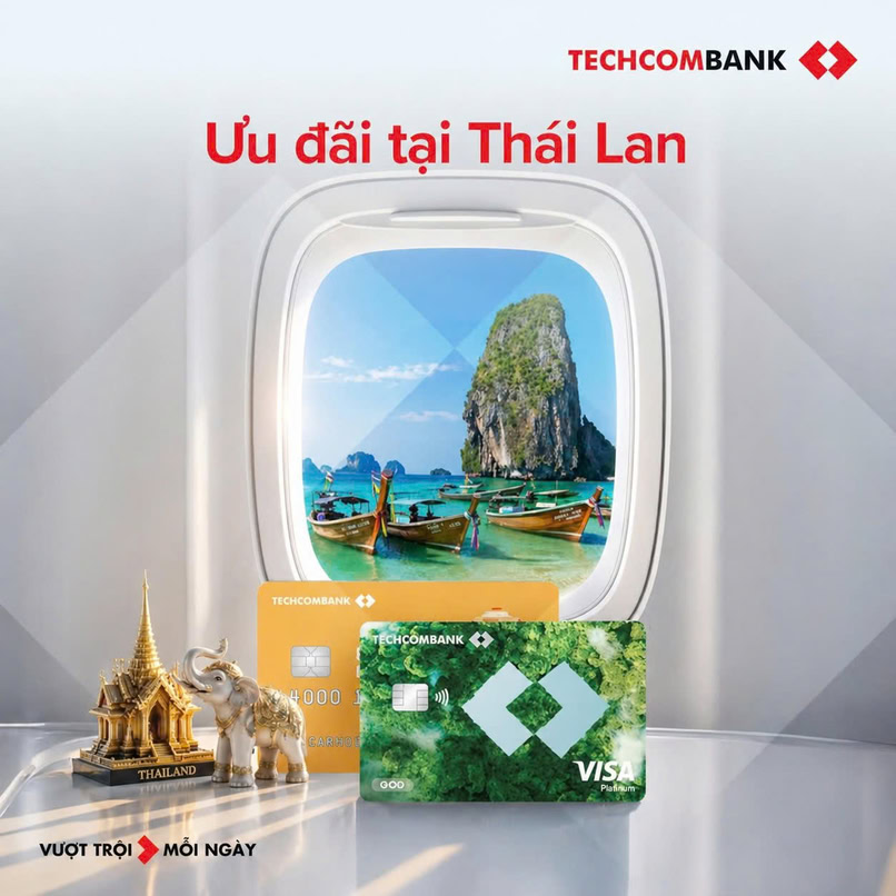 Ưu đãi siêu hời cho khách hàng khi sử dụng thẻ Techcombank Visa tại Thái Lan.