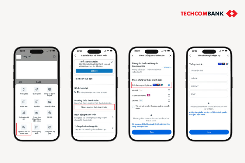 Thêm thẻ Visa vào tài khoản quảng cáo Facebook. 