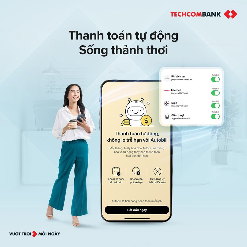 Thanh toán hoá đơn trên Techcombank Mobile để nhận đến 180,000 UPoint tháng. 
