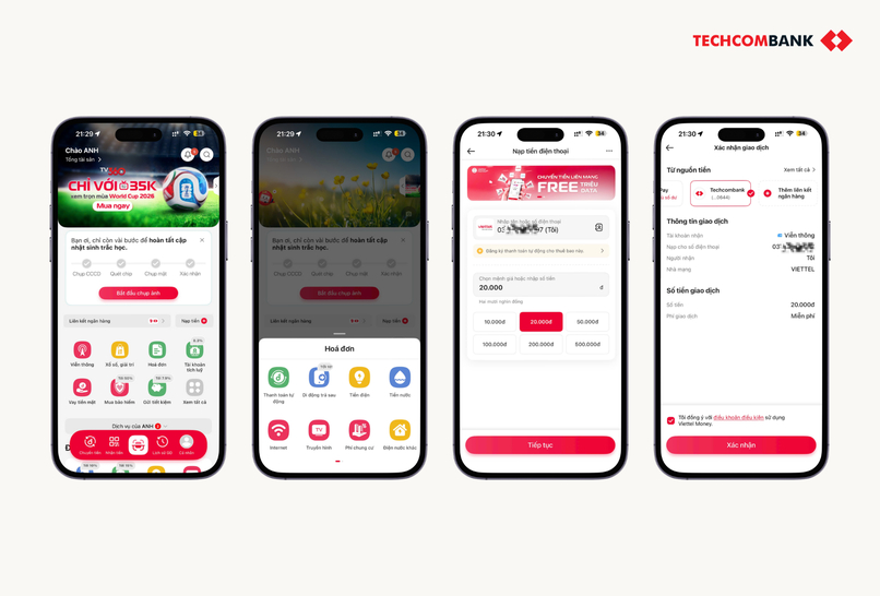 Quy trình thanh toán cước trả sau trên Viettel Money gồm 4 bước. 

