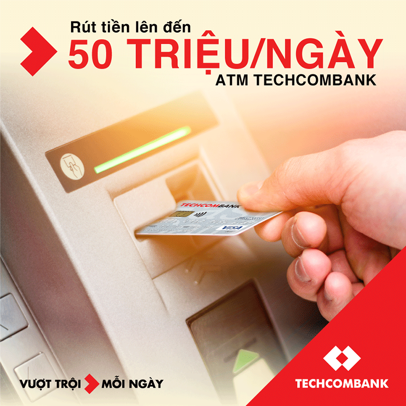 Rút tiền từ thẻ ghi nợ Visa Techcombank tại ATM