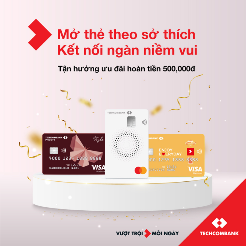 Techcombank ra mắt nhiều loại thẻ tín dụng, đa dạng hạn mức chi tiêu cho nhiều đối tượng khách hàng.