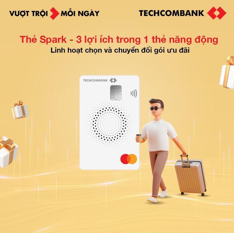 Thẻ tín dụng Techcombank Spark với nhiều ưu đãi giúp tiết kiệm chi tiêu như miễn phí thường niên, tích điểm mua sắm...