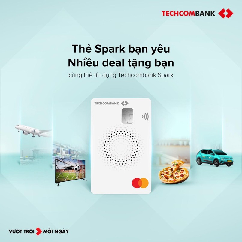 Thẻ Techcombank Spark phù hợp với khách hàng có nhu cầu chi tiêu mua sắm đa lĩnh vực.