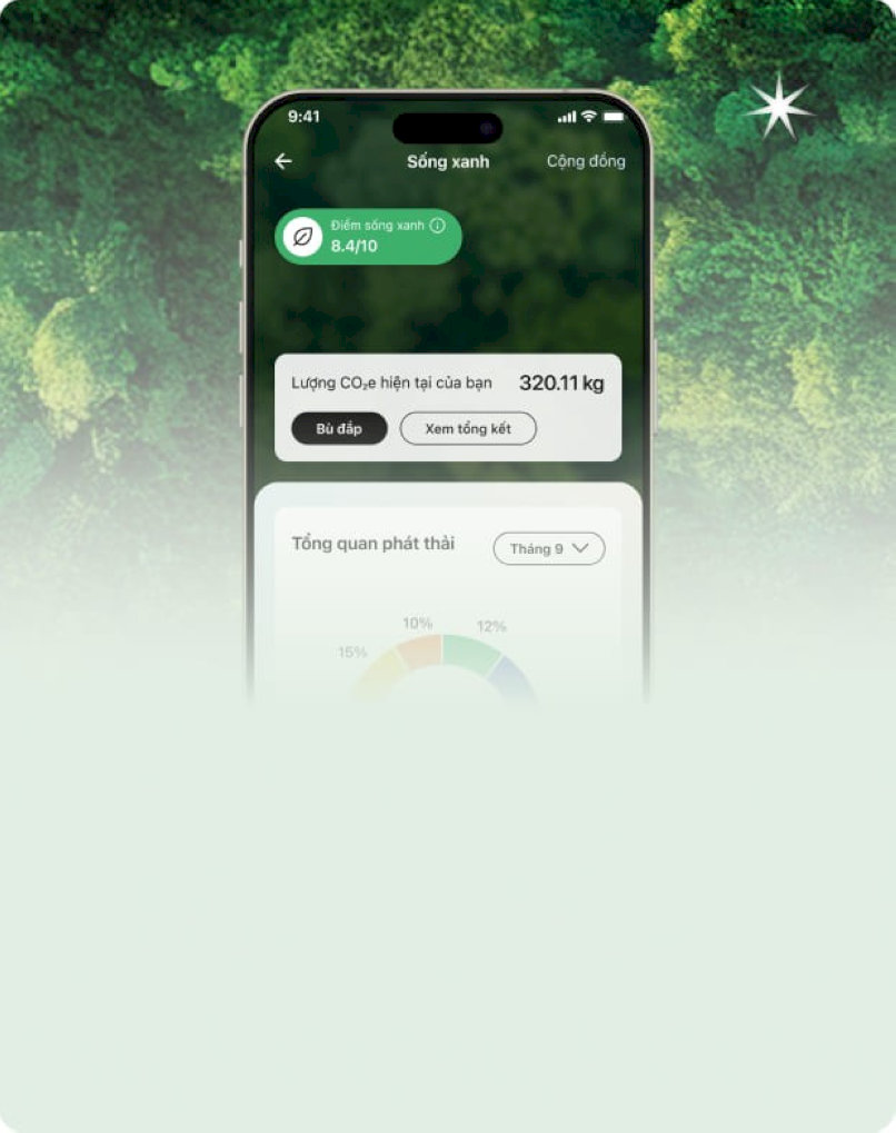 Theo dõi dấu chân carbon ngay trên ngân hàng số Techcombank Mobile