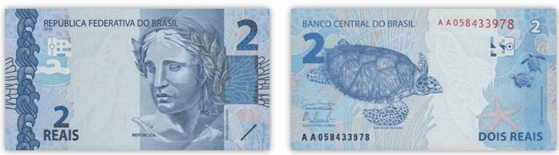 Hình ảnh tờ 2 BRL của Brazil.