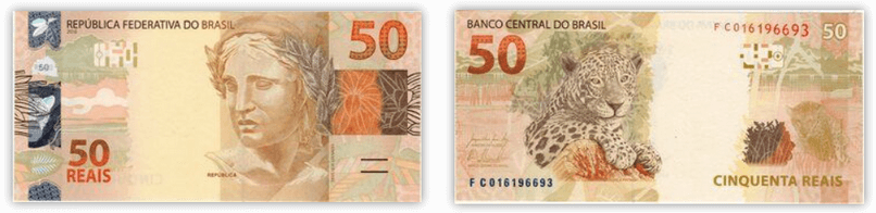 Hình ảnh tờ 50 BRL của Brazil.