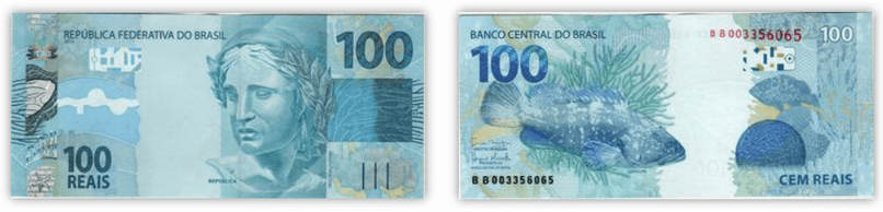 Hình ảnh tờ 100 BRL của Brazil.
