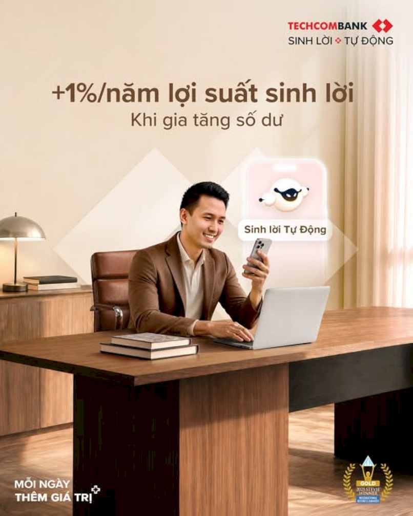 Bật Sinh Lời Tự Động sẽ giúp khoản tiền gửi không kỳ hạn được hưởng lợi suất hấp dẫn hơn.