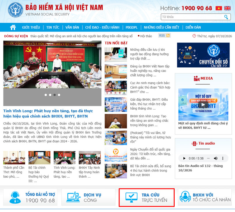 Trang Tra cứu giá trị sử dụng thẻ BHYT của BHXH Việt Nam.