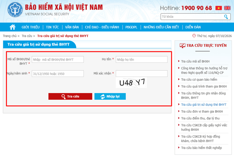 Người tham gia nhập thông tin người tham gia BHYT vào các trường theo yêu cầu.