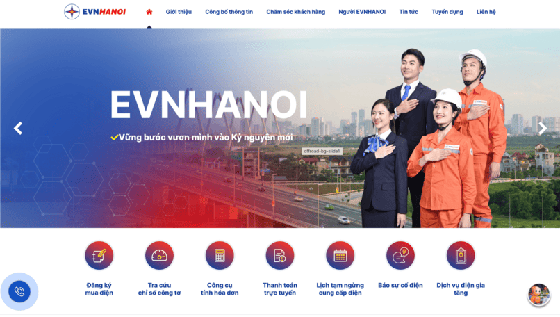 Thanh toán tiền điện trực tuyến trên website của EVN.
