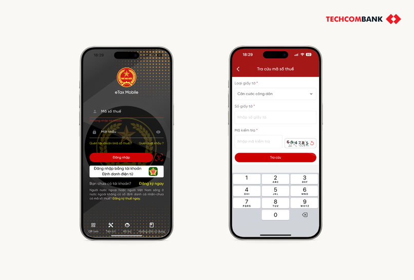 Tra cứu mã số thuế hộ kinh doanh trên eTax Mobile.