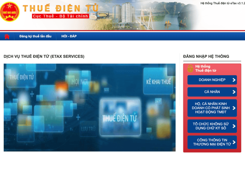 Truy cập vào Cổng thông tin Thuế điện tử.