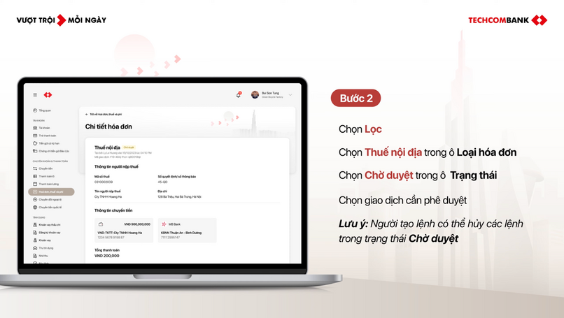 Kiểm tra giao dịch cần phê duyệt.