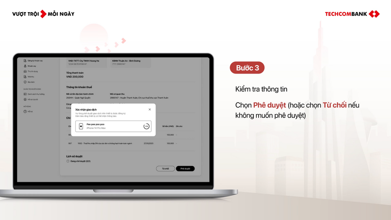 Phê duyệt yêu cầu nộp thuế.