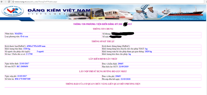 Tra cứu phạt nguội trên website Cục Đăng kiểm Việt Nam mở ngoặc VR đóng ngoặc.