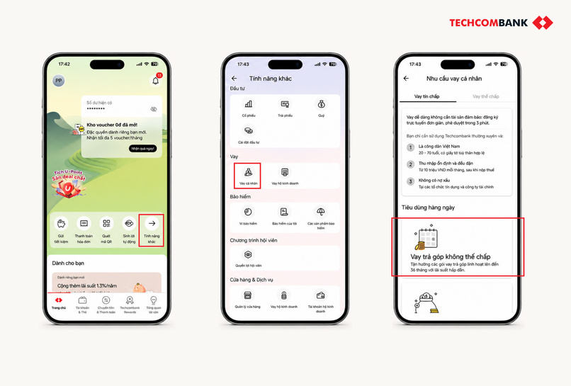 Đăng ký vay online chỉ với vài thao tác trên Techcombank Mobile. 