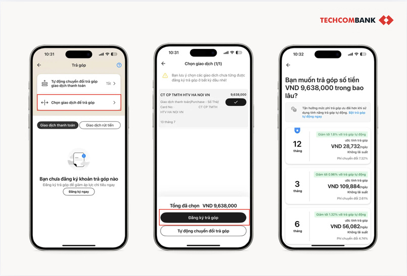 Techcombank Mobile hỗ trợ chi tiêu trước và thanh toán sau bằng thẻ tín dụng với nhiều ưu đãi. 