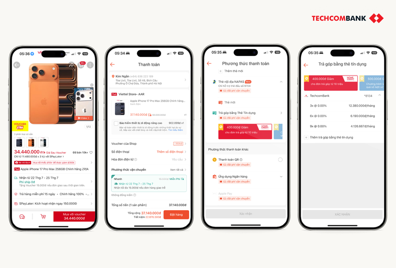 Hướng dẫn mua trả góp Shopee với thẻ tín dụng. 