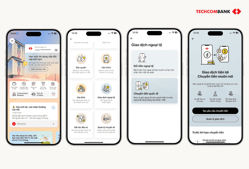 Truy cập tính năng Chuyển tiền quốc tế.