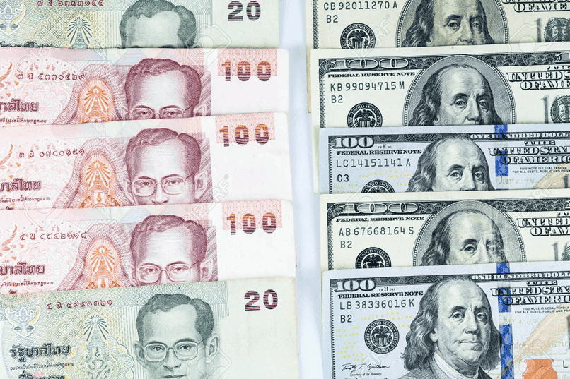 Tỷ giá USD trên THB chịu tác động lớn từ du lịch, xuất khẩu và chính xác tiền tệ của hai quốc gia.