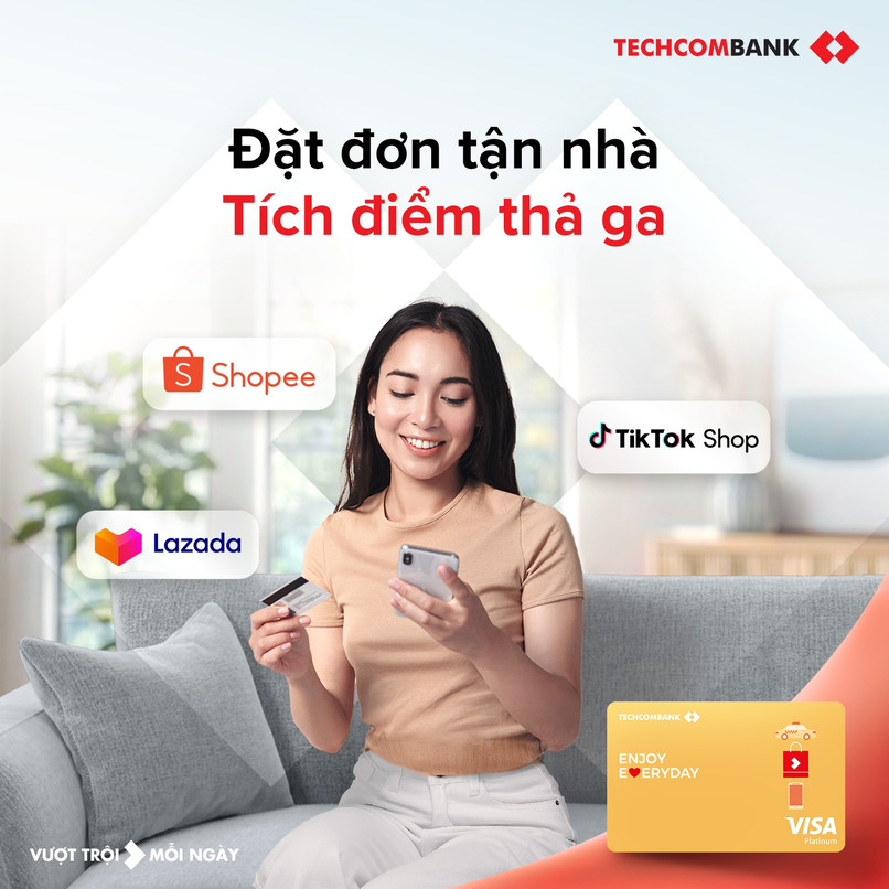 Nhiều ưu đãi hấp dẫn khi mua sắm với thẻ Techcombank Everyday.