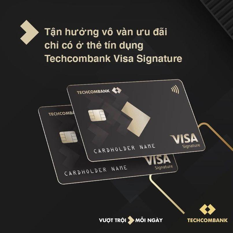 Thẻ tín dụng Techcombank Visa Signature quyền lực với nhiều ưu đãi chi tiêu trong và ngoài nước.