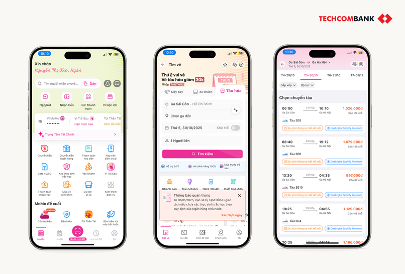 Đặt vé tàu trên MoMo.