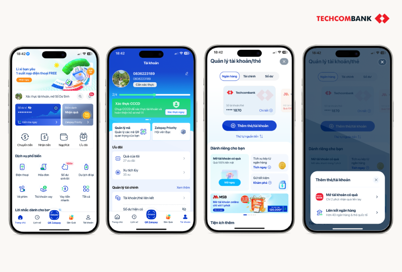 Liên kết tài khoản ngân hàng với Zalopay.