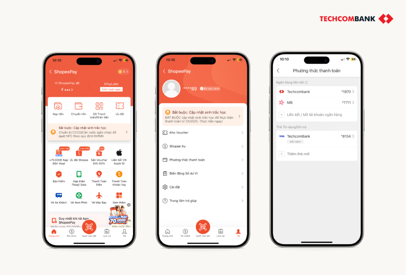 Các bước liên kết tài khoản hoặc thẻ ngân hàng với ShopeePay.