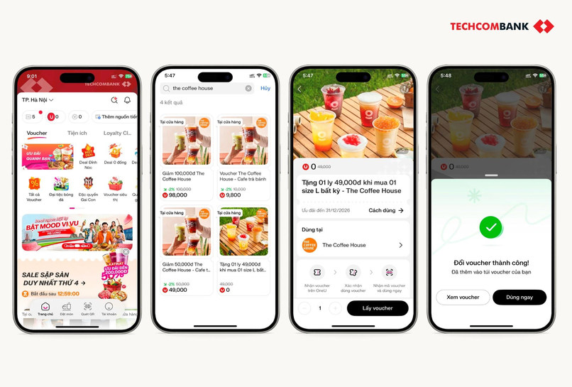Đổi U-Point nhận voucher Golden Gate trên app Techcombank OneU.