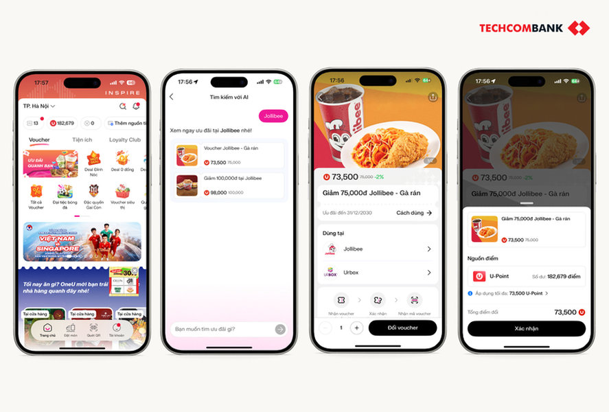 Cách lấy voucher Jollibee trên Techcombank OneU.