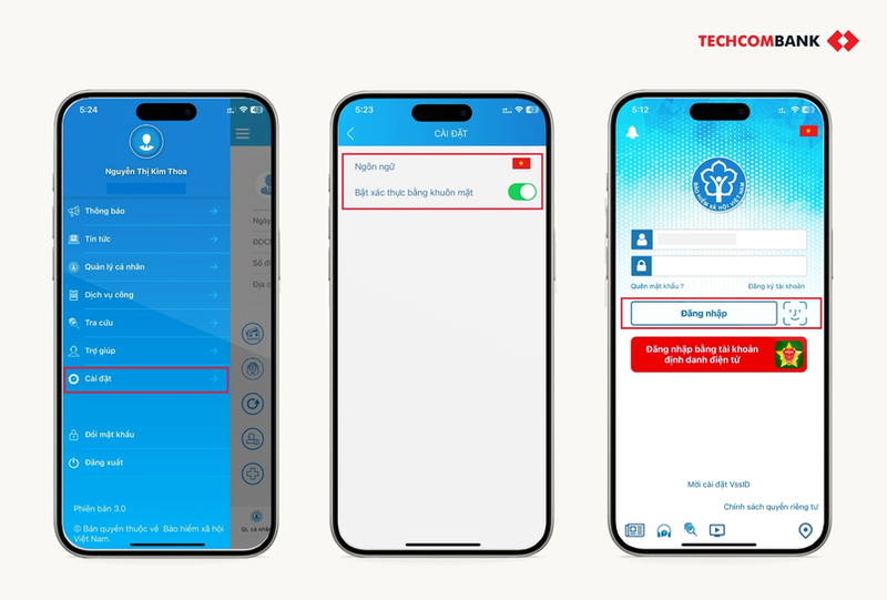 Người dùng có thể kích hoạt xác thực vân tay trên VssID để đăng nhập nhanh chóng mà không cần nhập lại mật khẩu. 

