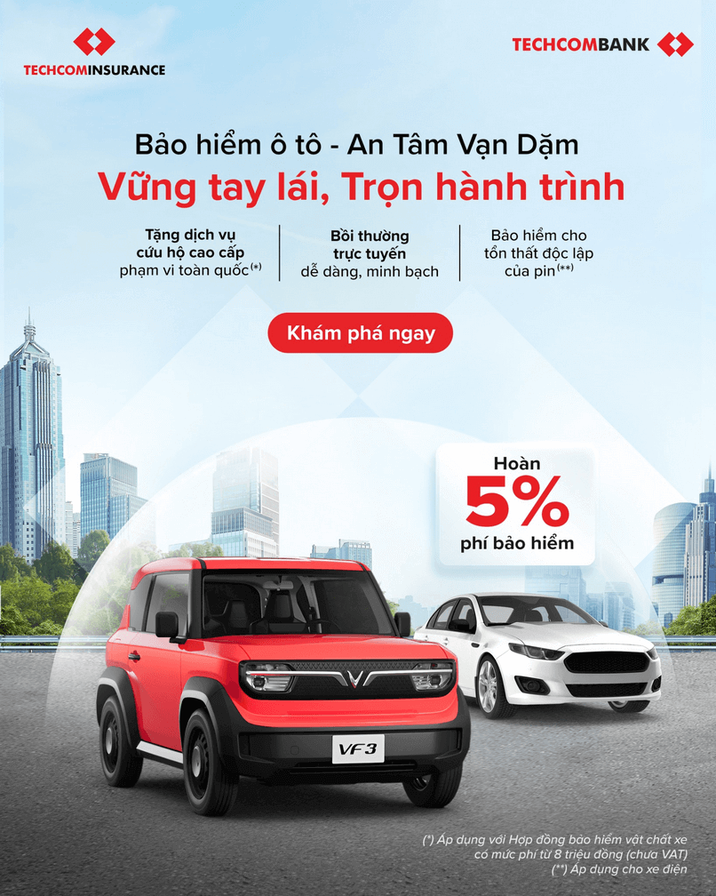 Bảo hiểm ô tô Techcombank đồng hành cùng bạn trên vạn dặm hành trình.