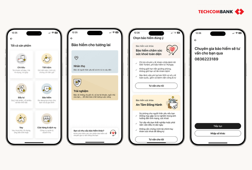 Liên hệ với chuyên gia bảo hiểm qua Techcombank Mobile.