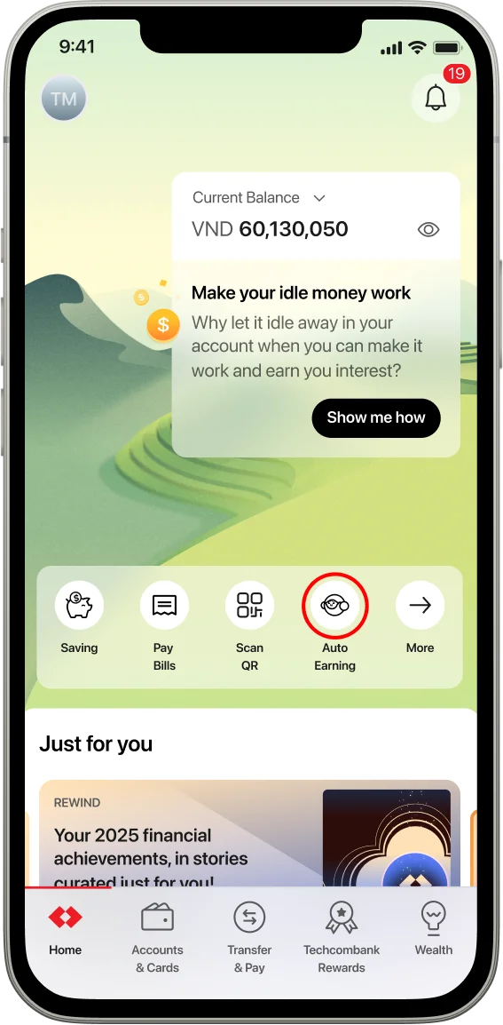 Select Auto-Earning  Located in the toolbar