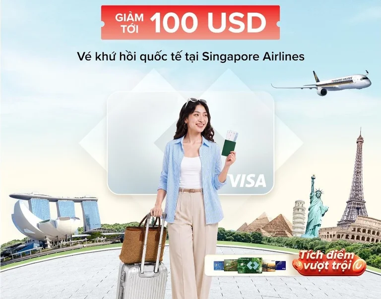 Save up to USD 100 on Singapore Airlines tickets with your Techcombank Credit Card