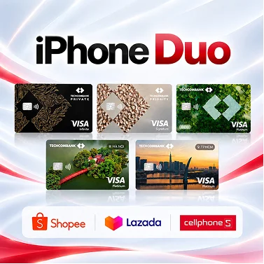 Discount up to VND 5 million when buying iPhone Duo with Techcombank debit card