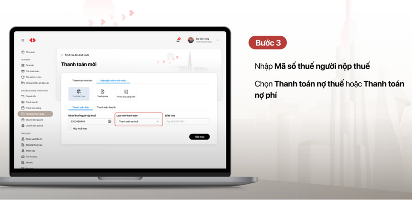 Nhập các thông tin cơ bản của người nộp thuế.